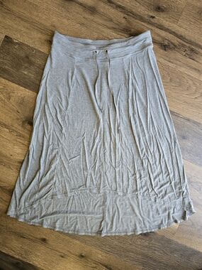 Athleta Light Gray Pura Vida High-Low Drawstring Midi Skirt Spandex